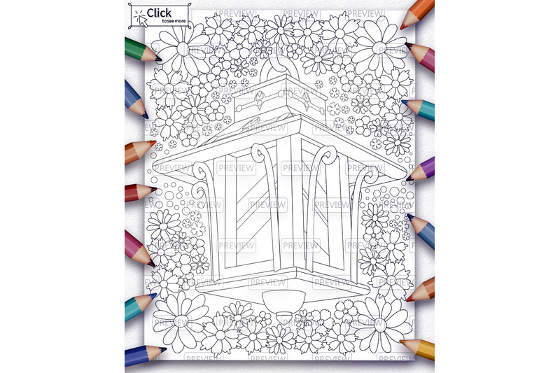coloring-book-page-for-adult-lantern-with-floral-composition