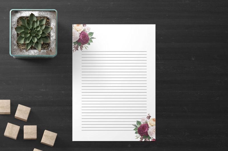 floral-printable-stationery-lined-digital-note-paper