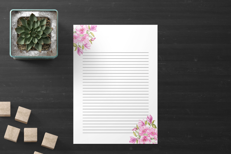 pink-roses-stationery-lined-digital-note-paper