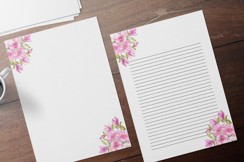 pink-roses-stationery-lined-digital-note-paper