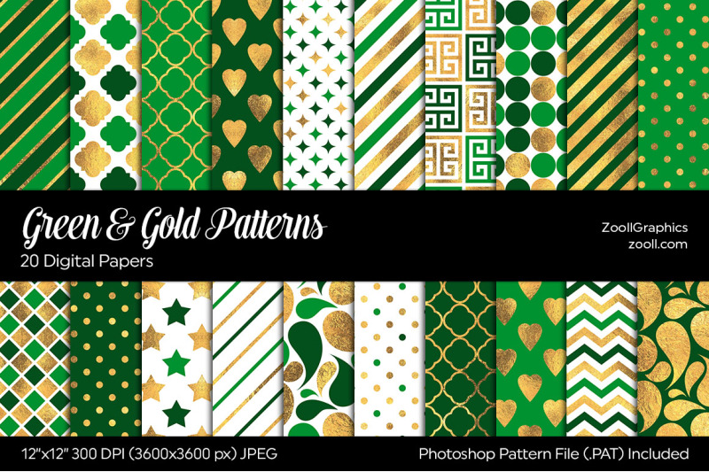 green-amp-gold-digital-papers