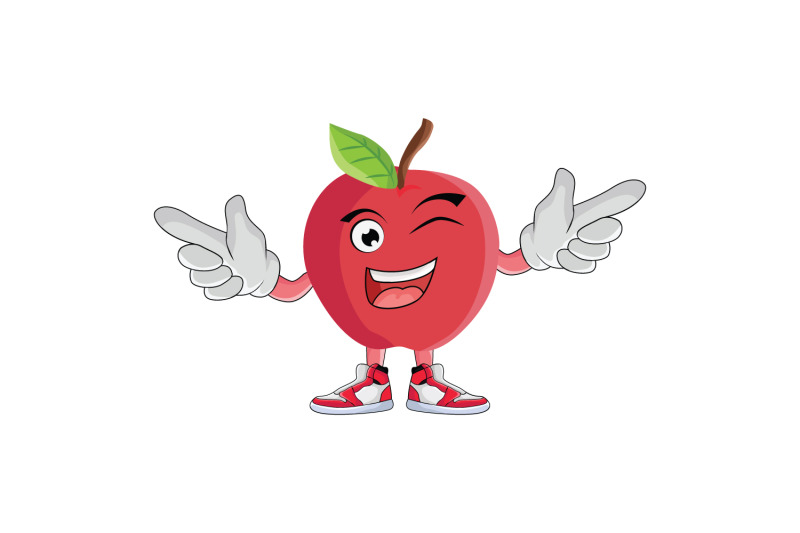 apple-finger-guns-fruit-cartoon-character