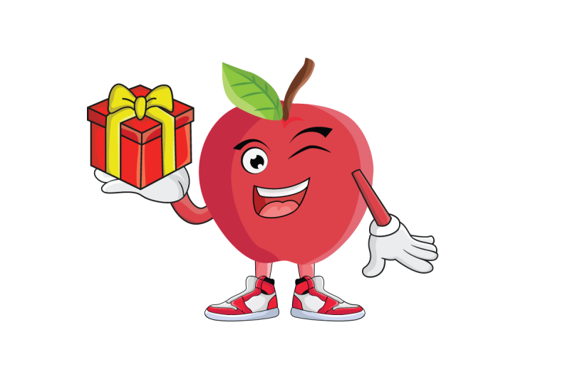 apple-with-gift-fruit-cartoon-character