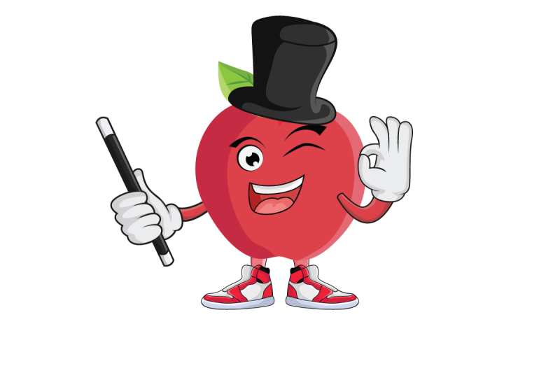 apple-magician-fruit-cartoon-character
