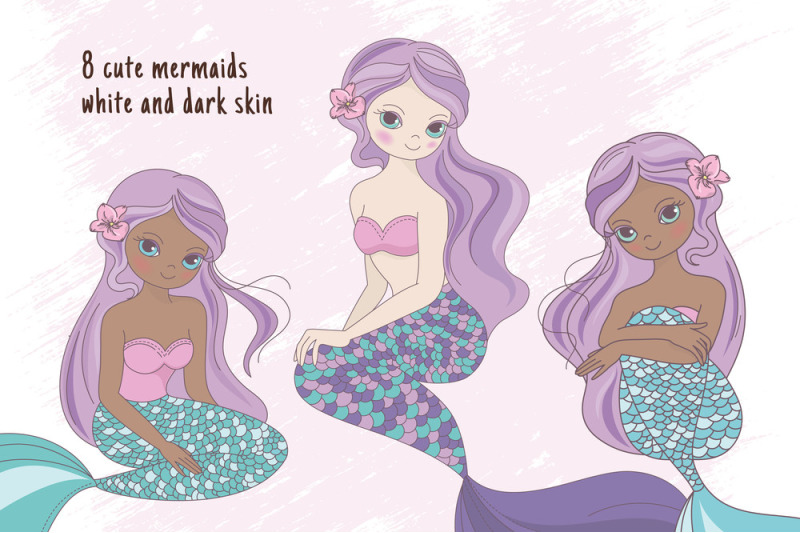 mermaid-party-creator-wedding-holiday-vector-illustration-set