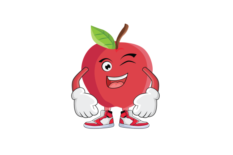 apple-winking-fruit-cartoon-character