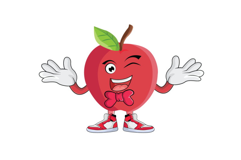 apple-shrugging-with-bowtie-fruit-cartoon-character