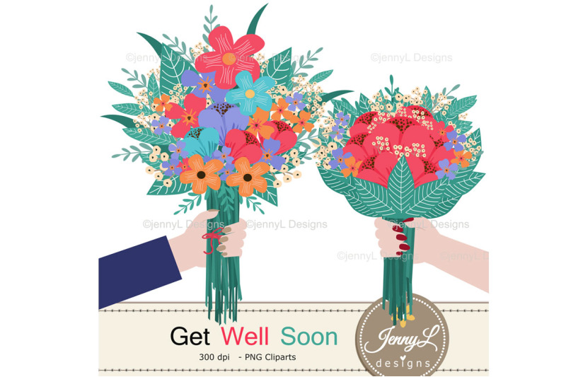 get-well-soon-digital-papers-and-flower-bouquet-clipart