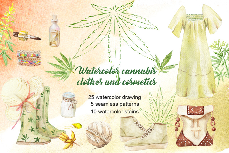 watercolor-cannabis-clothes-and-cosmetics