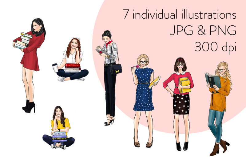 watercolor-fashion-clipart-girls-with-books-3-light-skin