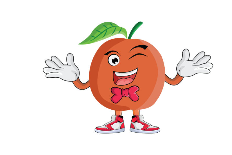 apricot-shrugging-with-bowtie-fruit-cartoon-character