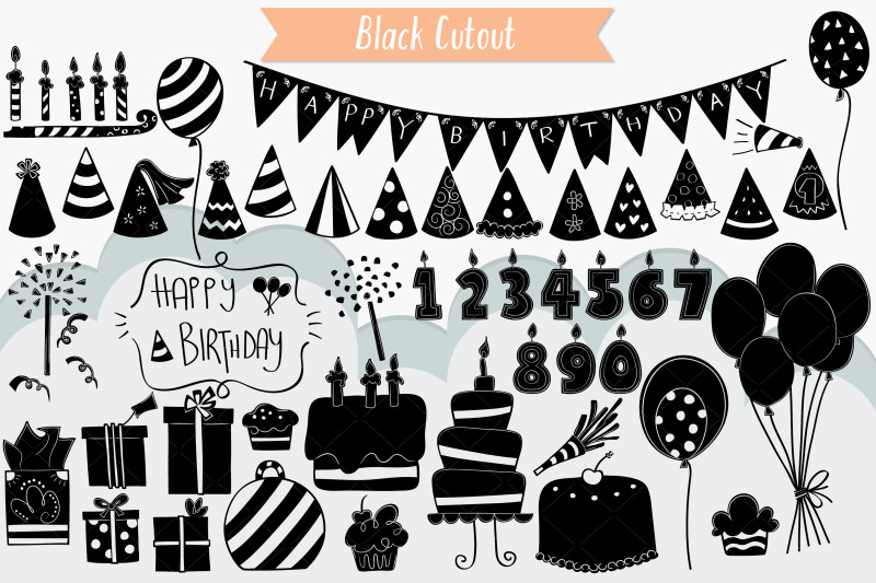 birthday-party-hand-drawn-cakes-candles-balloons-banner