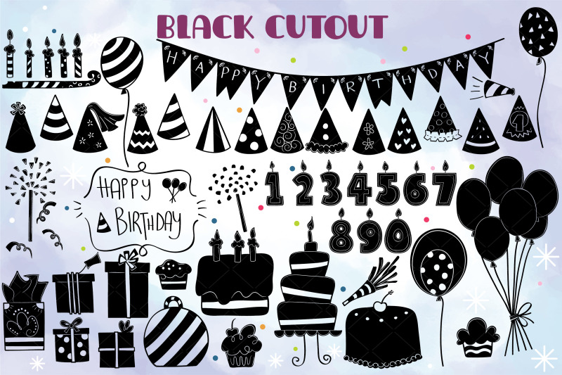 birthday-party-hand-drawn-cakes-candles-balloons-banner