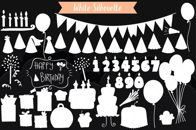 white-birthday-party-hand-drawn-cakes-candles-balloons-banner