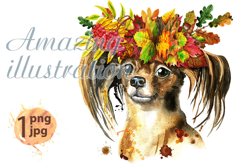 watercolor-portrait-of-long-haired-toy-terrier-in-a-wreath-of-autumn-l