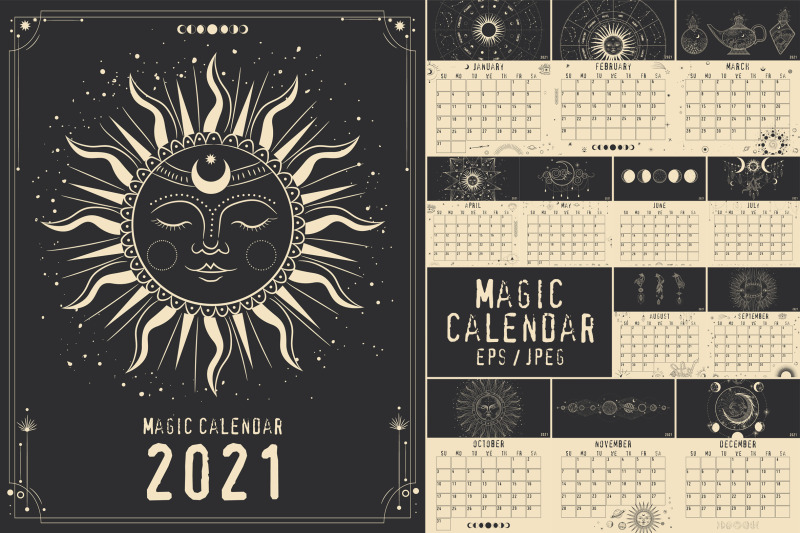 Magic calendar 2021 By Chikovnaya | TheHungryJPEG