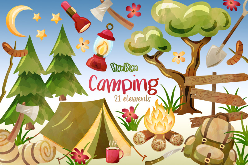 camping-watercolor-cliparts