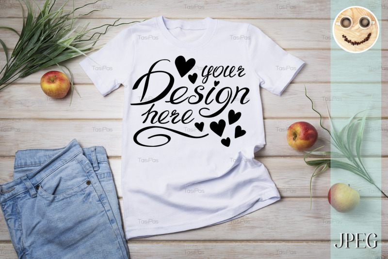 unisex-t-shirt-mockup-with-grass-and-apples