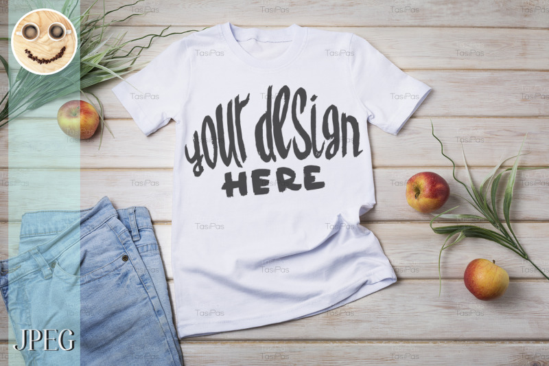 unisex-t-shirt-mockup-with-grass-and-apples