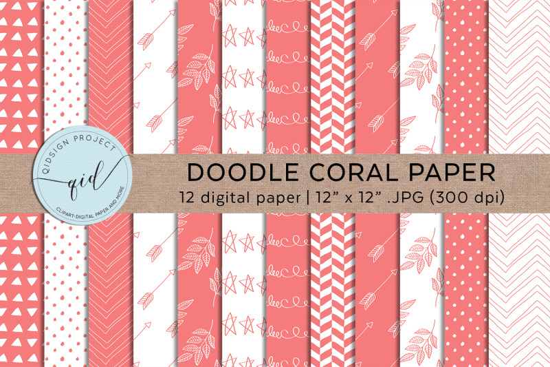 coral-hand-drawn-digital-paper-pattern