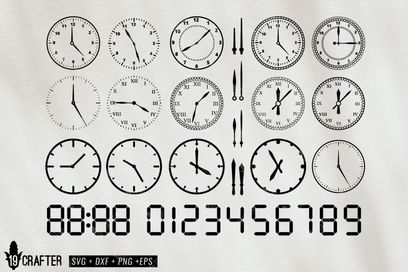 round-clock-and-clock-digital-number-svg-bundle