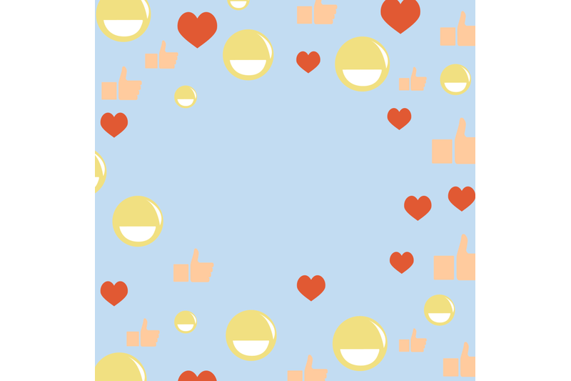 template-banner-with-smile-heart-and-thumb-up-floating