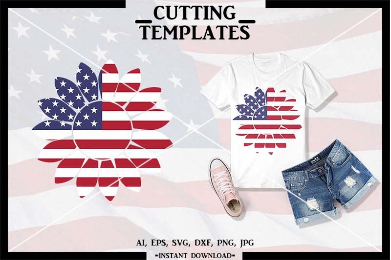 Sunflower, American Flag, 4th of July, Cricut, Cameo, SVG ...