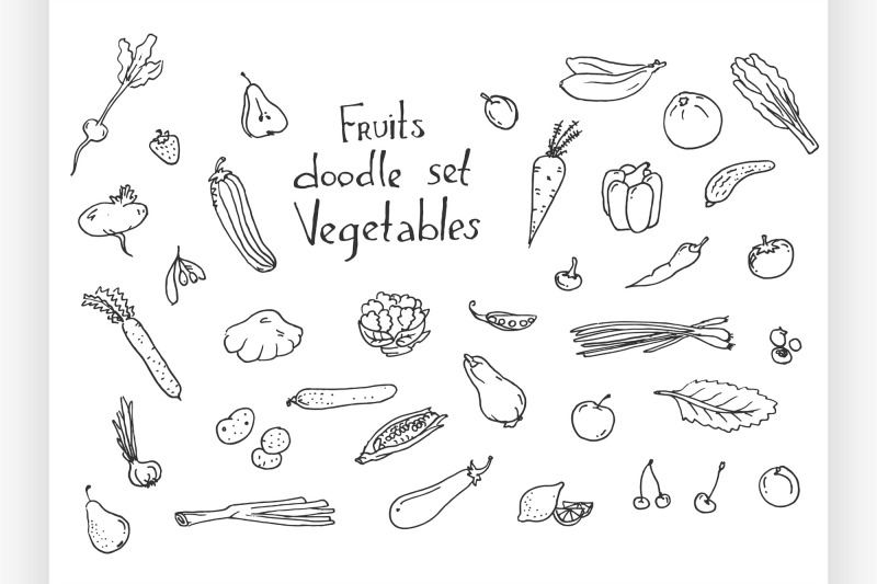 fruits-and-vegetables-sketch-set