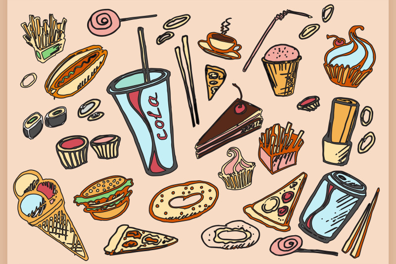 colored-doodle-fast-food