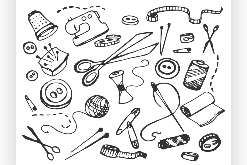 doodle-vector-set-of-tailor-business