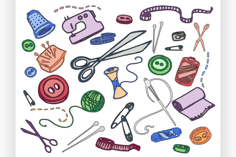 doodle-vector-set-of-tailor-business