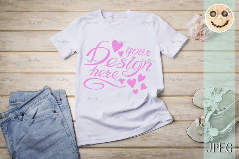 womens-t-shirt-mockup-with-rose-and-sandals