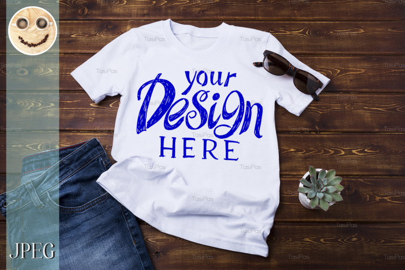 unisex-t-shirt-mockup-with-jeans-and-succulent