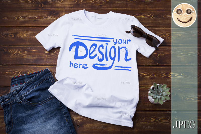 unisex-t-shirt-mockup-with-jeans-and-succulent
