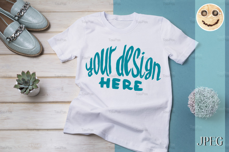 womens-t-shirt-mockup-with-turquoise-loafers