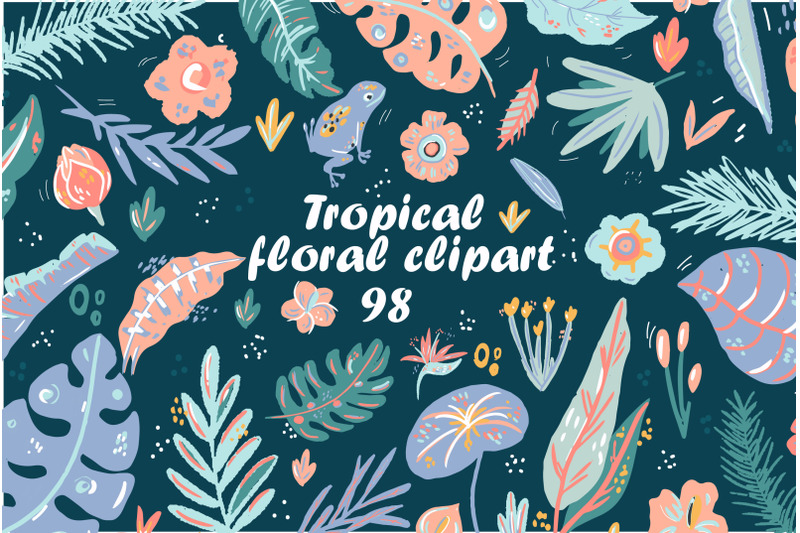 cute-tropical-elements-clipart-set