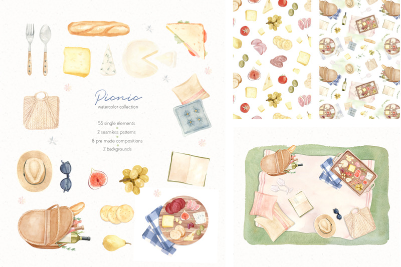 picnic-time-watercolor-illustration-set