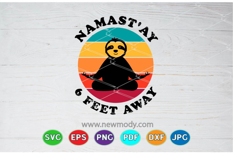 namastay-6-feet-away-svg-sloth-yoga-svg-retro-vintage-svg
