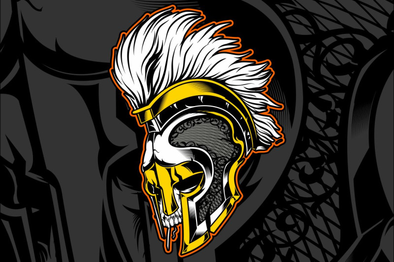 head-skull-wit-helmet-gladiator-vector