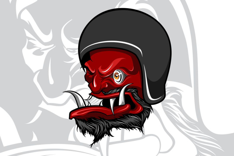 vector-of-hand-drawing-of-devil-wearing-motorcycle-helmet