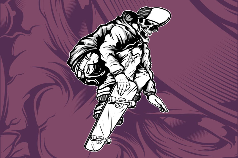 skull-skateboard-hand-drawing-vector
