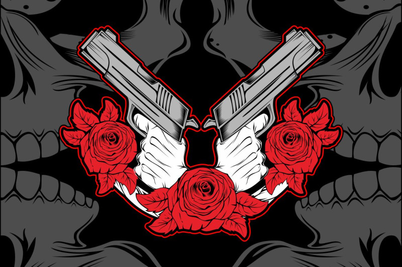 2-hand-holding-gun-with-rose-vector