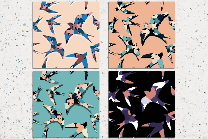 swallows-seamless-patterns