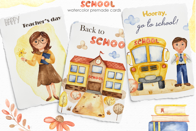 school-watercolor-collection-clipart-cards-patterns