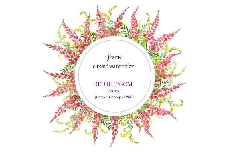 watercolor-round-frame-wreath-with-red-flowers