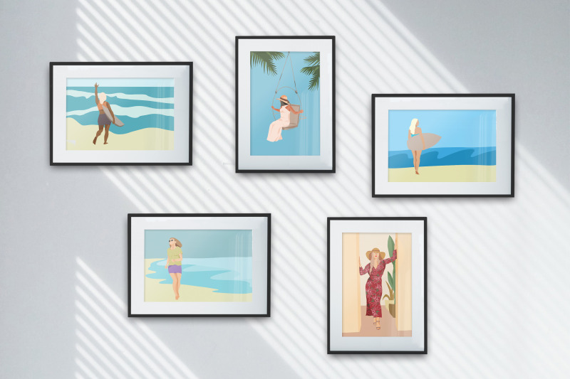 beach-girl-flat-illustration-4-png-5-posters