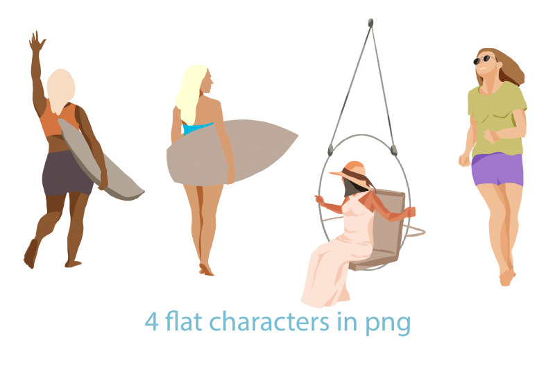 beach-girl-flat-illustration-4-png-5-posters