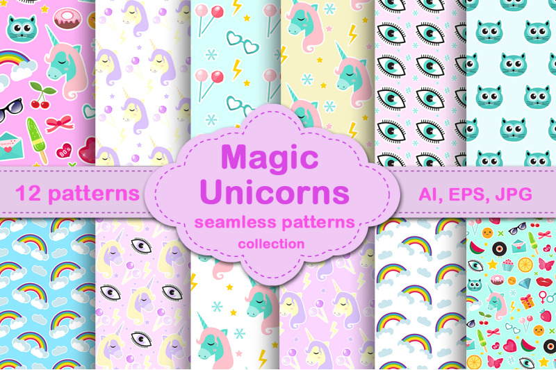 magic-unicorn-pattern-and-stickers-set