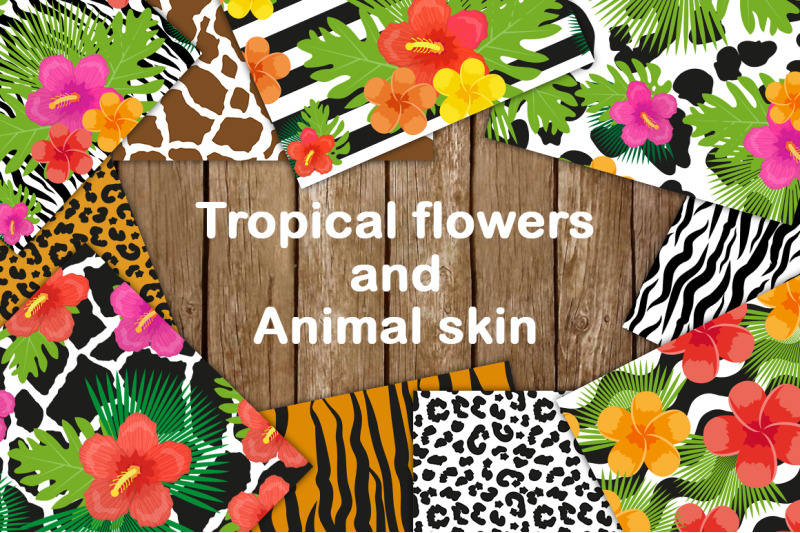 tropical-flowers-and-animal-skin-seamless-pattern