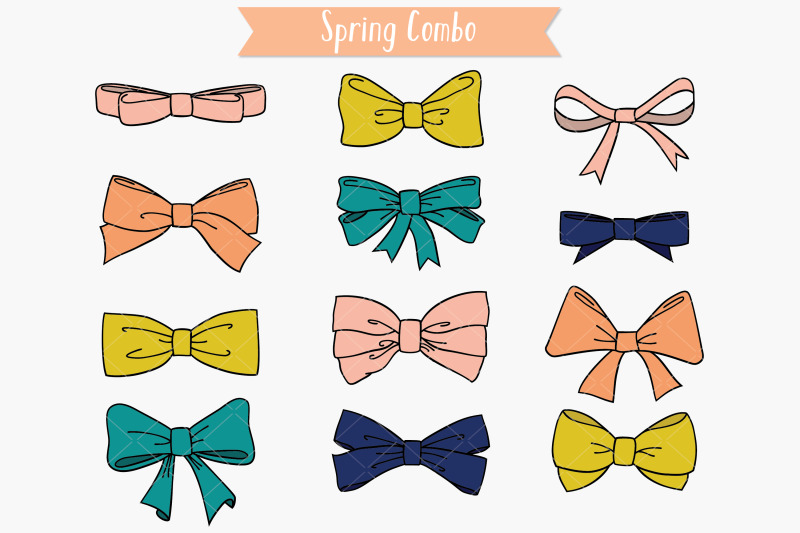 hand-drawn-bows-color-tie-illustration-ribbon-fashion-accessories